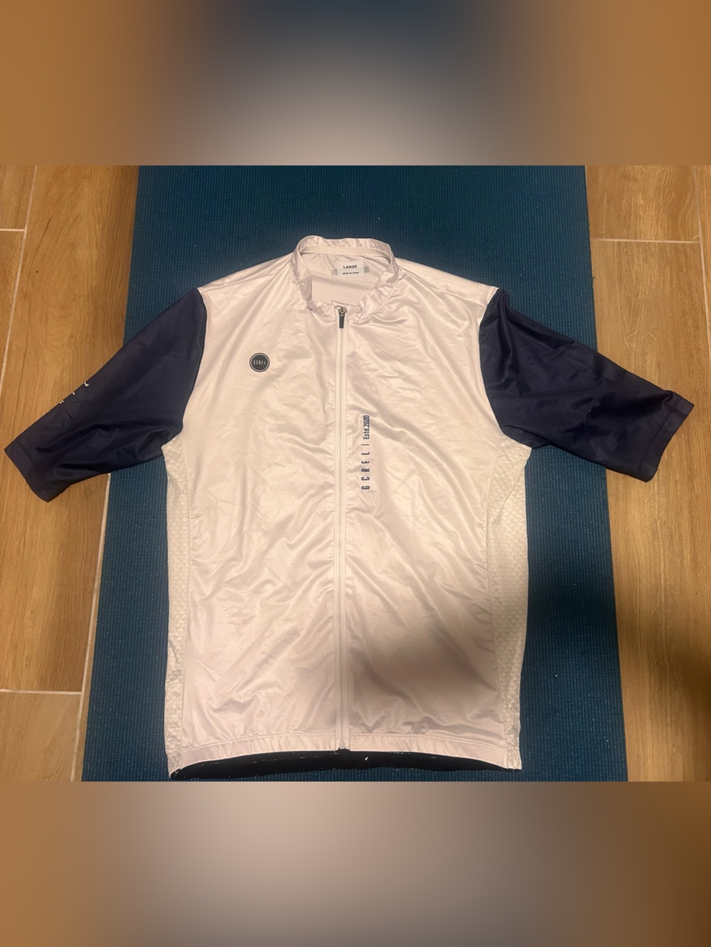 GCRFL Lightweight Short Sleeve Cycling Jersey - White with Navy Sleeves